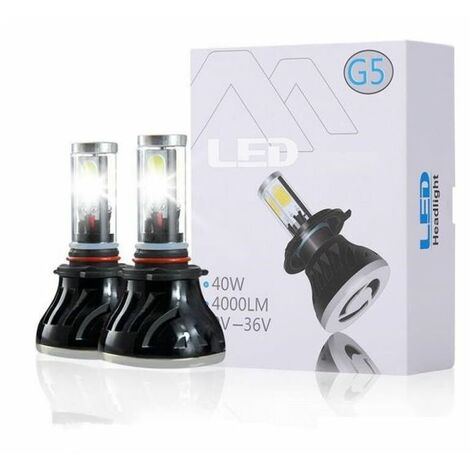 KIT H4 6000K CANBUS 4000 LUMEN COPPIA LAMPADE LED FARI RICAMBIO G5 40W