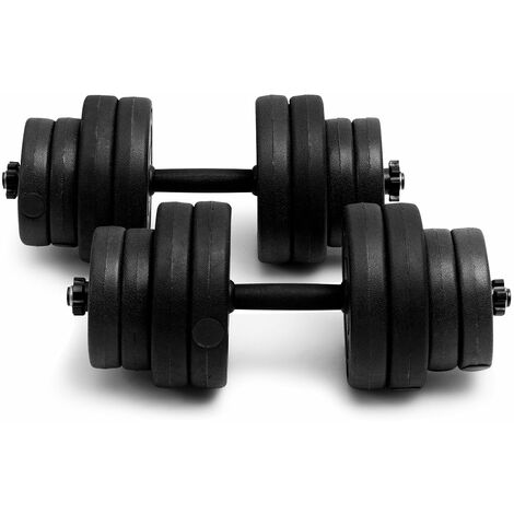 Kit haltères musculation 2 en 1 avec disques poids ajustable 30 kg poignée confortable pour fitness musculation formation noir - Noir