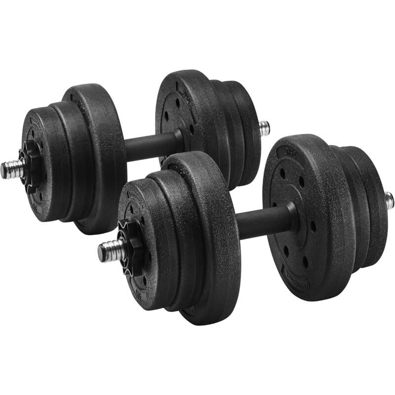 Songmics - Kit haltères Musculation, 20 kg, Poids réglable, pour Hommes et Femmes, Musculation, Prise de Masse, Fitness, 1 Paire, Noir SYL20HV1