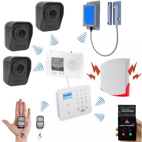 Kit "hangar agricole" - 3 détecteurs de mouvement à piles + 1 d'ouverture + sirène 120dB + alerte GSM (DA600+/KP)