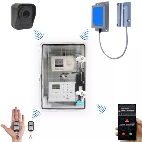 Kit "hangar agricole" - Point d'alerte GSM 4G IP65 + 1 détecteur de mouvement à piles + 1 d'ouverture (DA600+/KP)