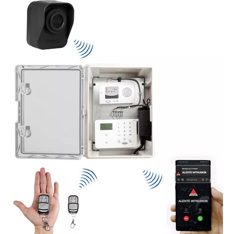 Kit "hangar agricole" - Point d'alerte GSM 4G IP65 + 1 détecteur de mouvement sur piles (DA600+/KP)