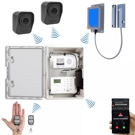Kit "hangar agricole" - Point d'alerte GSM 4G IP65 + 2 détecteurs de mouvement à piles + 1 d'ouverture (DA600+/KP)