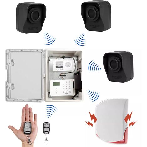 Kit "hangar agricole" - Point d'alerte GSM 4G IP65 + 3 détecteurs de mouvement à piles + sirène 120 dB (DA600+/KP)