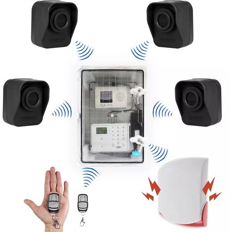 Kit "hangar agricole" - Point d'alerte GSM 4G IP65 + 4 détecteurs de mouvement à piles + sirène 120 dB (DA600+/KP)