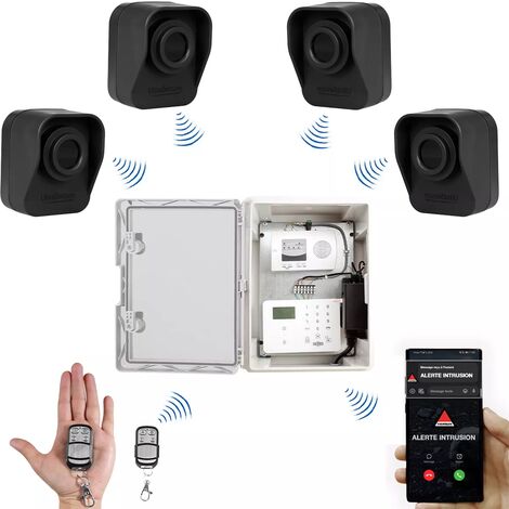 Kit "hangar agricole" - Point d'alerte GSM 4G IP65 + 4 détecteurs de mouvement sur piles (DA600+/KP)