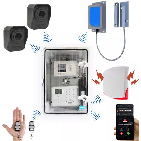 Kit "hangar agricole" - Point d'alerte GSM IP65 + 2 détecteurs de mouvement + 1 d'ouverture + 1 sirène (DA600+/KP)