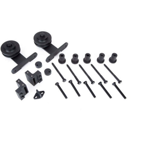 Kit herrajes puerta corredera madera negra acero 2m