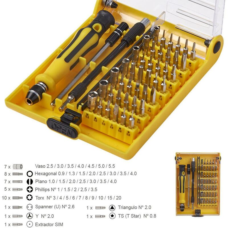 

Kit herramientas reparacion smartphones 45 piezas
