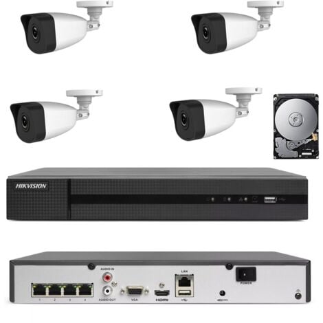 KIT HIKVISION POE 4 CHANNEL NVR 2 MPX H265 CLOUD IP VIDEO SURVEILLANCE HD 2 TB