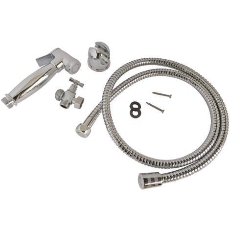 AYOR Kit hygiène WC. Robinet 3 voies + Douchette laiton + Flexible 1,2m +Support