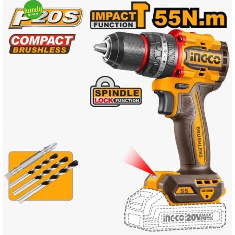 Kit Ingco Trapano percussione Brushless + caricabatterie+2 batterie