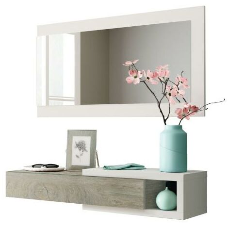 KIT INGRESSO 1C+SPECCHIO NOON BIANCO/QUERCIA