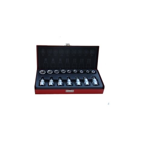 Kit Inserti + Bussole/Boccole impronta torx 16 pezzi 1/2 cromo vanadio - Mod. B