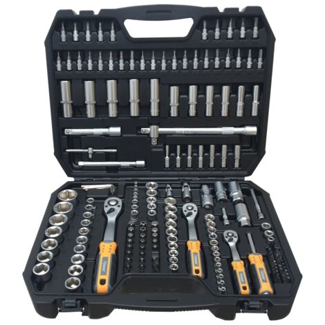 Kit Inserti + Bussole/Boccole impronta torx/esagonale con 3 cricchetti reversibili 171 pz Hoteche - 203102