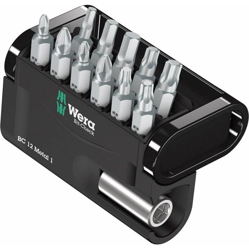 Image of Wera - Bit-Check 12 Metal 1 05057424001 Kit inserti 12 parti Croce Pozidriv, Croce Phillips, torx interno, Brugola intern