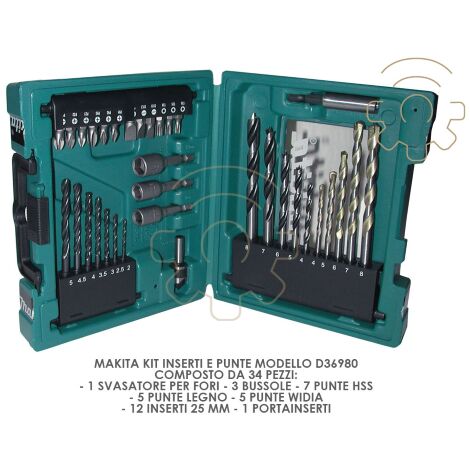 Kit inserts et embouts Makita composA de 34 piA ces mod D36980