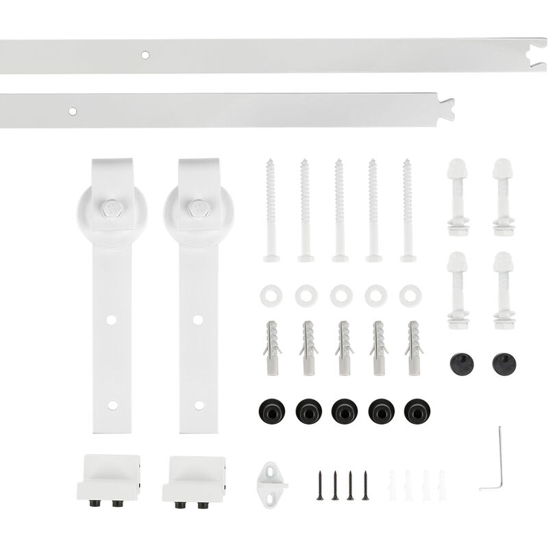 

Oobest - Kit Instalación Montaje Puerta Corredera Kit para Puerta Deslizante Puerta Corrediza Interior Riel Acero 200cm blanco