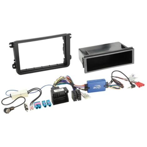 Kit Installation autoradio 1DIN SW Adaptateur ant. compatible avec VW Seat Skoda ap03 noir