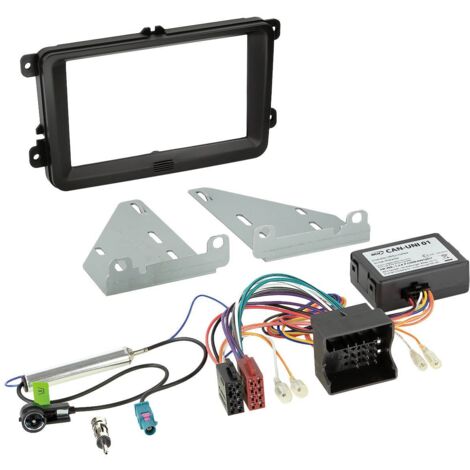 Kit Installation autoradio 2DIN CAN Bus Adaptateur ant. compatible avec VW Seat Skoda ap03 noir