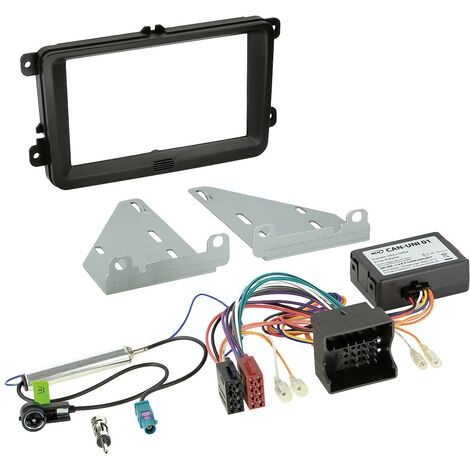Kit Installation autoradio 2DIN CAN Bus Adaptateur ant. compatible avec VW Seat Skoda ap03 noir