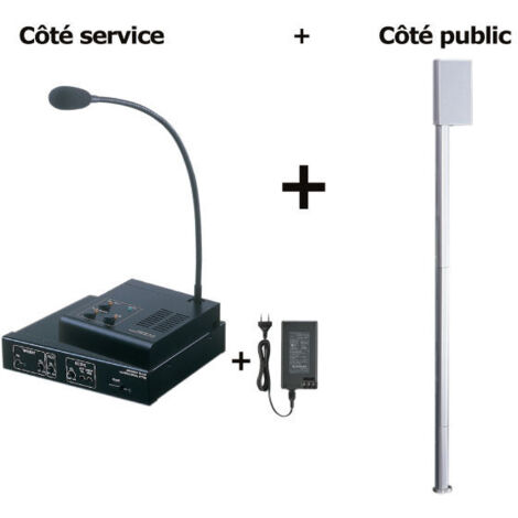 Kit interphone guichet avec micro côté service et tube acoustique côté public IMEKIT AIPHONE 130014