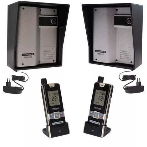 Kit interphone UltraCOM2 ARGENTÉ double entrée 600 mètres individuel avec visières noires + transformateurs + 2 combinés