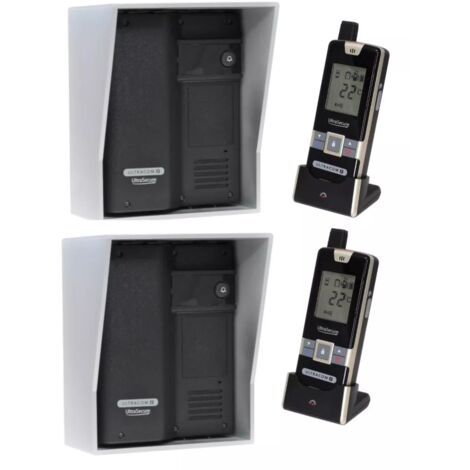 Kit interphone UltraCOM2 NOIR double entrée 600 mètres autonome individuel avec visières argentées + 2 combinés