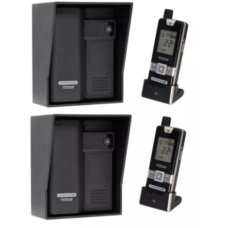 Kit interphone UltraCOM2 NOIR double entrée 600 mètres individuel avec visières noires + transformateurs + 2 combinés