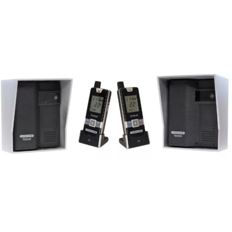 Kit interphone UltraCOM2 NOIR double entrée 600 mètres individuel visières argentées + transformateurs + 2 combinés