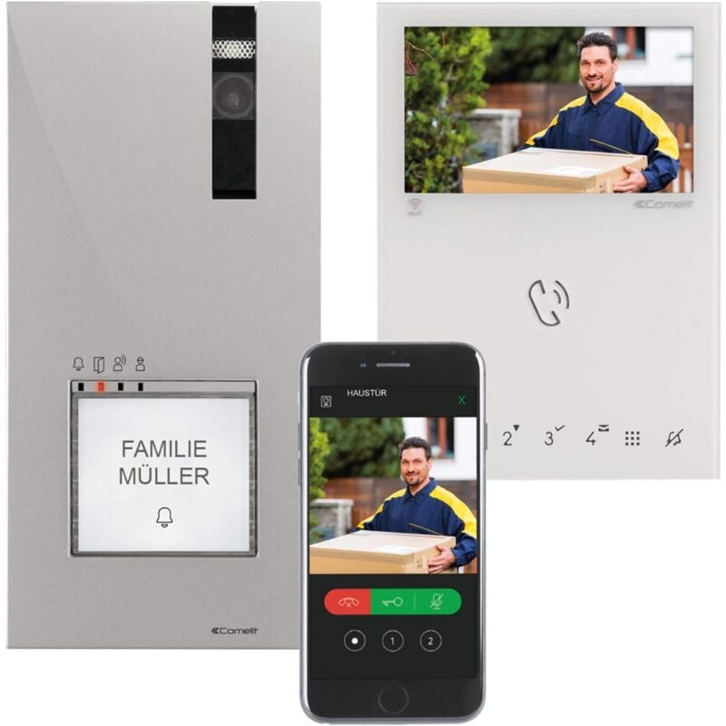 Comelit - 8451V Quadra Kit d&39interphone vidéo unifamilial mains libres wifi sbc