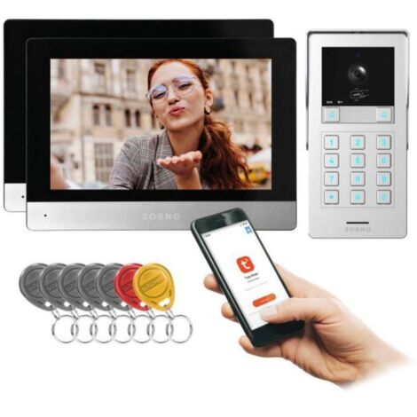 Kit interphone vidéo GAYD MULTI2, Wi-Fi Tuya Smart, scrambler, Full HD 8", noir
