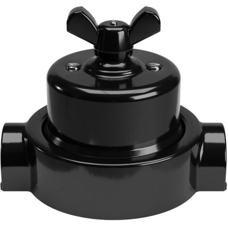 Kit interrupteur/va et vient avec écrou papillon et base pour Creative-Tubes en porcelaine noire  Noir - 2 en ligne