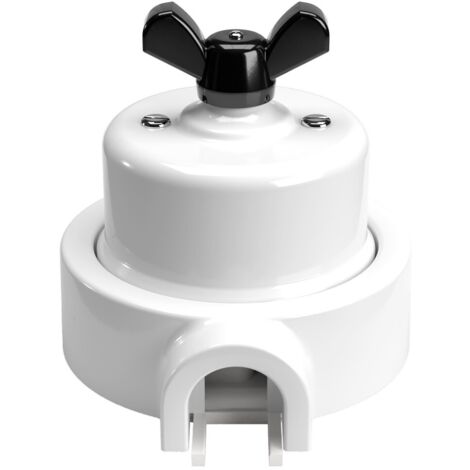 Kit interrupteur/va et vient avec écrou papillon et socle pour Creative-Tubes en porcelaine blanche  Noir - 1