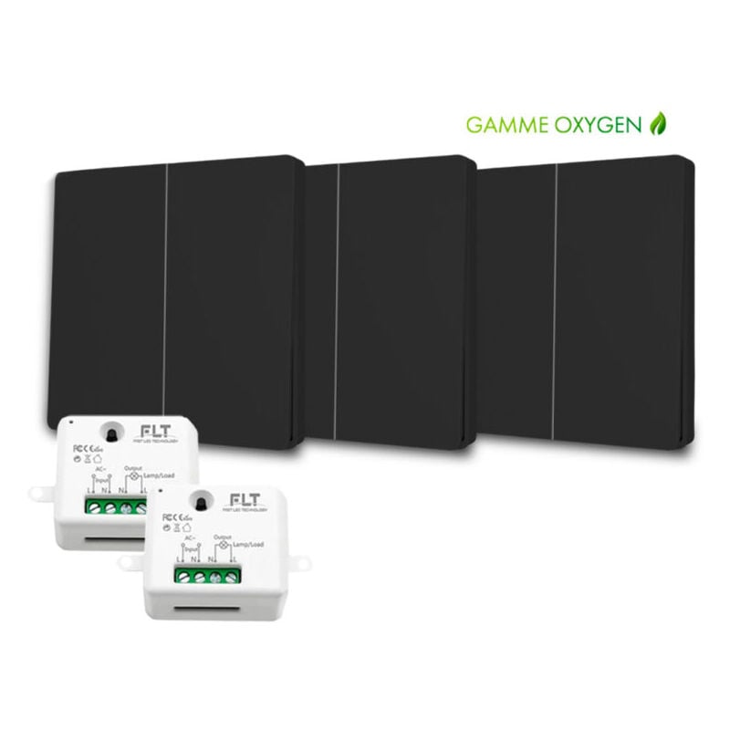 Kit interrupteur va et vient sans fil et sans pile auto alimenté piézoélectrique - 3 boutons double alluamge + 2 récepteurs
