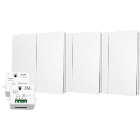 Kit interrupteur va et vient sans fil et sans pile auto alimenté piézoélectrique - 3 boutons double alluamge + 2 récepteurs