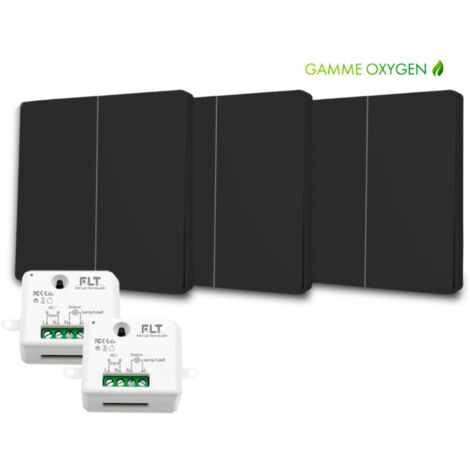 Kit interrupteur va et vient sans fil et sans pile auto alimenté piézoélectrique - 3 boutons double alluamge + 2 récepteurs