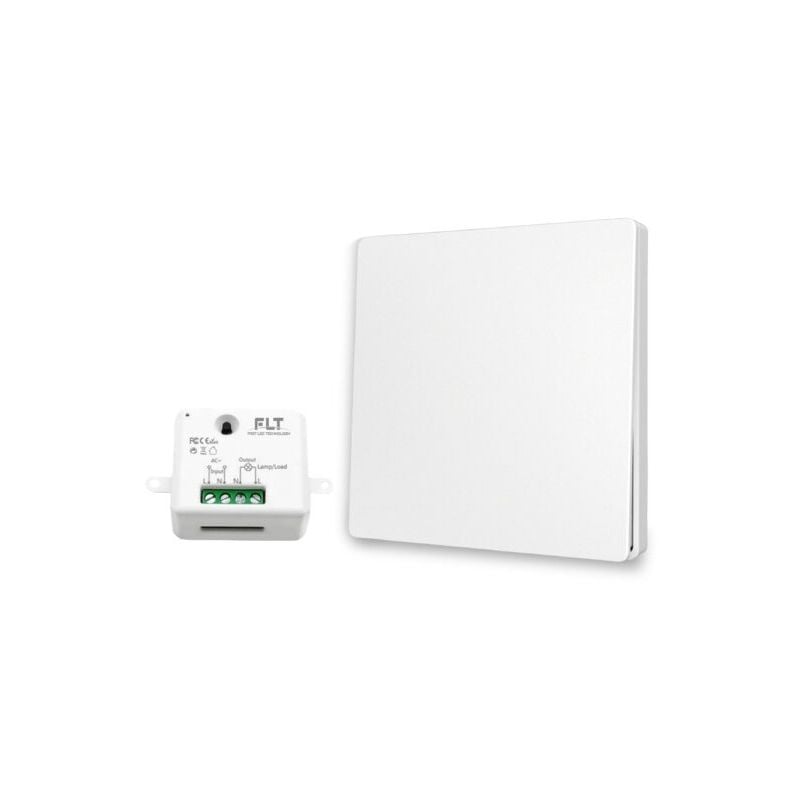 Kit interrupteur va-et-vient sans fil et sans pile prêt à poser - 1 bouton poussoir + 1 relais récepteur radio