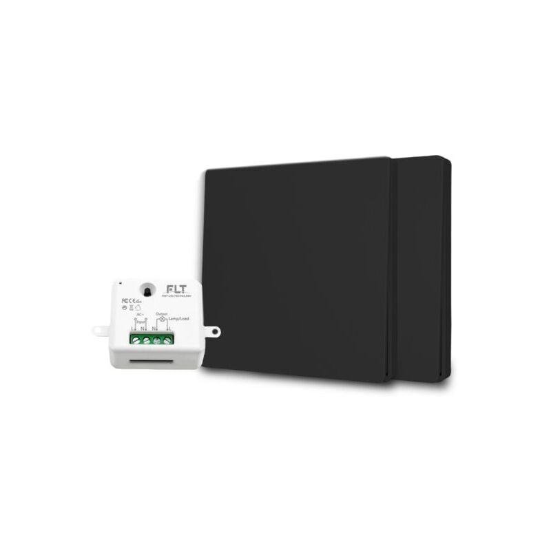 Kit interrupteur va-et-vient sans fil et sans pile prêt à poser - 2 boutons poussoirs + 1 relais récepteur radio