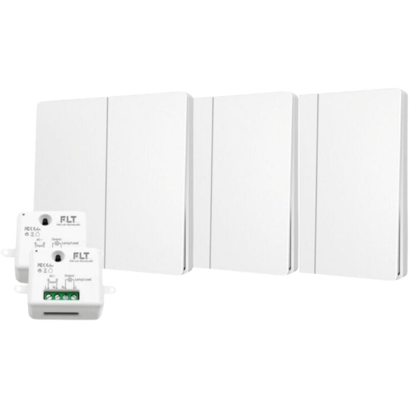 Kit interrupteur va et vient sans fil et sans pile auto alimenté piézoélectrique - 3 boutons double alluamge + 2 récepteurs