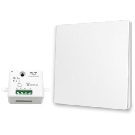 Kit interrupteur va-et-vient sans fil et sans pile prêt à poser - 1 bouton poussoir + 1 relais récepteur radio
