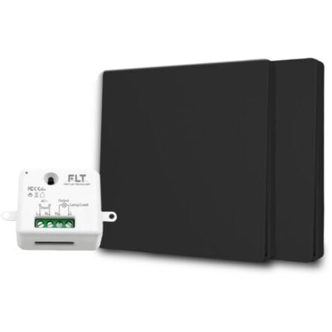 Kit interrupteur va-et-vient sans fil et sans pile prêt à poser - 2 boutons poussoirs + 1 relais récepteur radio