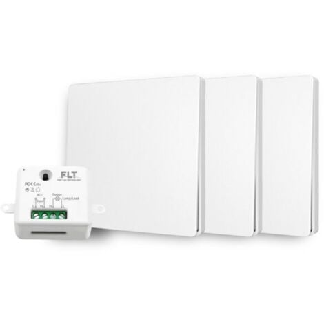 FAST LED TECHNOLOGY Kit interrupteur va-et-vient sans fil et sans pile prêt à poser - 3 boutons poussoirs + 1 relais récepteur radio