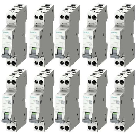 Kit Interrupteurs magnétothermiques Siemens 10A 1P+N 4.5KA courbe C 1 Module 5SL30107