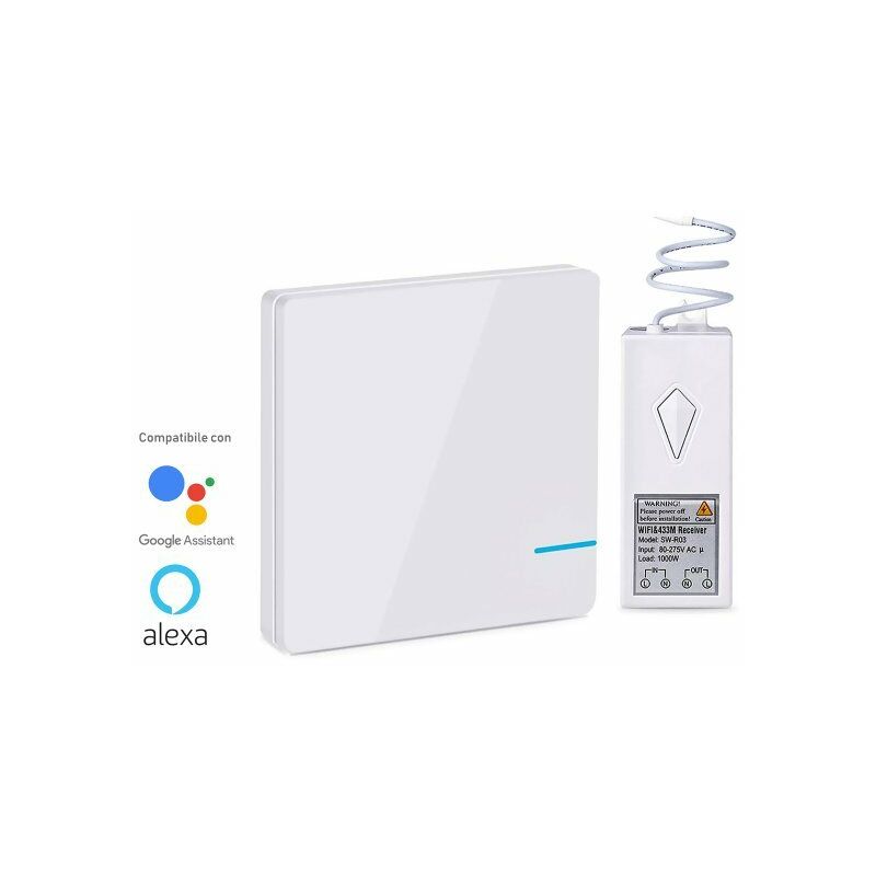 Image of Kit Interruttore Da Parete Ricevitore Wireless WiFi 220V Compatibile Con Amazon Alexa Google Home Installazione Luci Senza Cavi Elettrici Senza