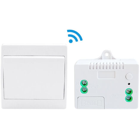 Kit interruttore e ricevitore luce wireless 110-220V, interruttore autoalimentato, apparecchio di illuminazione con telecomando: 1 interruttore e 1 ricevitore