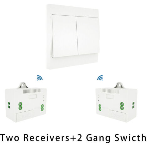 Kit interruttore e ricevitore luce wireless 110-230V Interruttore autoalimentato Telecomando Lampada, 1 interruttore e 2 ricevitori - 1 interruttore e 2 ricevitori