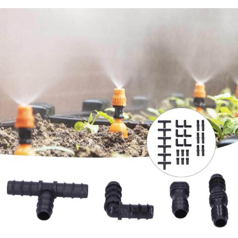 Kit Irrigation - Embouts Barbelés pour Tuyau 1/2 - 24 pièces - ABS - Connexions Droites, Tee, Coudes et Bouchons de Fin