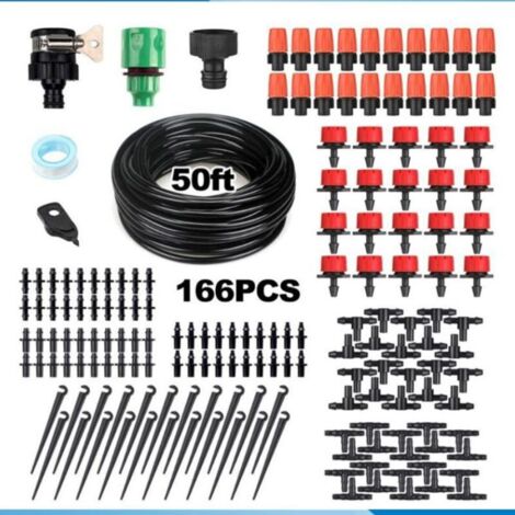 Kit Irrigation Goutte à Goutte, d'arrosage automatique système DIY Avec arrosage Micro Arroseur et 25m Tuyaux, pour jardin serre potager pelouse H681