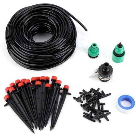 Kit Irrigation Goutte Goutte, Système D'irrigation Jardin Irrigation Goutte Goutte Irrigation Automatique avec Tuyau de 25 m et Joint en T 19 x 4/7 pour Paysage Plantes de Patio
